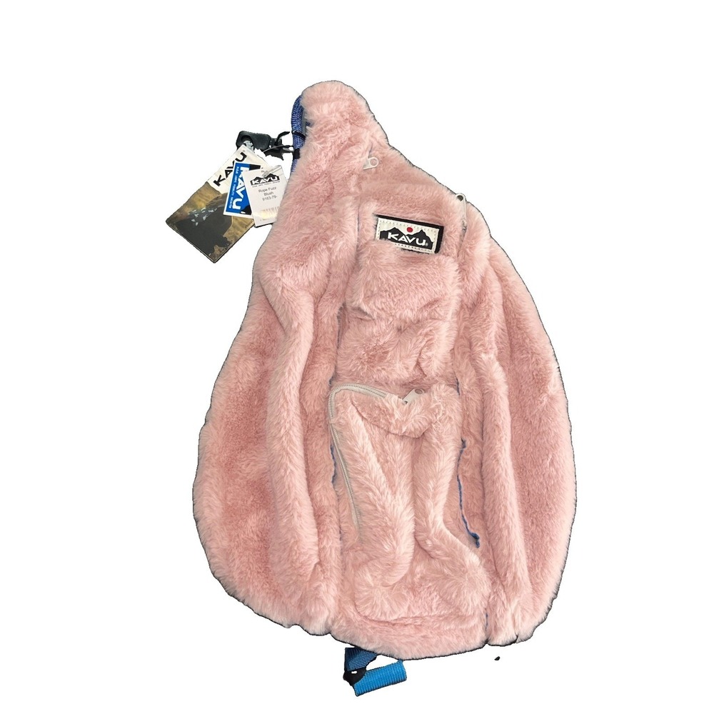 Kavu Rope Sling Bag Fleece Blush Pink Fuzz Crossbody Sherpa